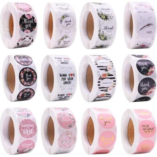 500pcs/roll Thank You Stickers Gifts Box Seal Labels Self-adhesive Sticker DIY Handmade Scrapbook Wedding Birthday Party Favors