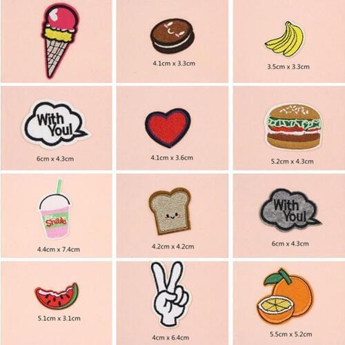 Hamburger Cactus Patches Cap Shoe Iron On Embroidered Appliques DIY Apparel Accessories Patch For Clothing Fabric Badges BU64