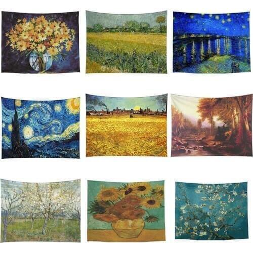 200 x 150cm Wall Hanging Tapestry, Retro Style Oil Painting Wall Art Tapestry for Bedroom, Living Room, Dorm