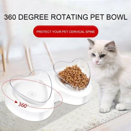 Non-slip Double Cat Bowl Dog Bowl 360 Degree Rotation To Protection Cervical Pet Supplies Cat Water Food Bowls For Dog Feeder