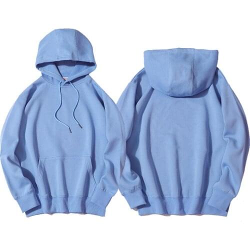 2020 Autumn and Winter New Plus Velvet Hoodie Mens Solid Color Hoodie Couple Wear Casual Fashion Loose V-neck Keep Warm Hoodie