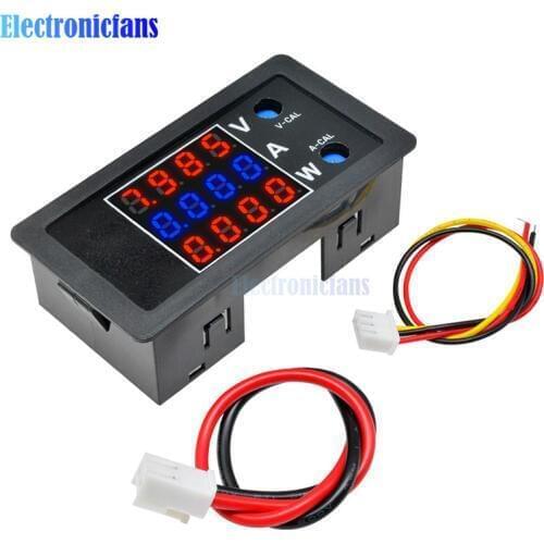 DC 0-100V 10A 1000W 0.28" LCD Digital Wattmeter Power Voltage Current Tester LCD Red-Blue-Red Display Power Analyzer Monitor