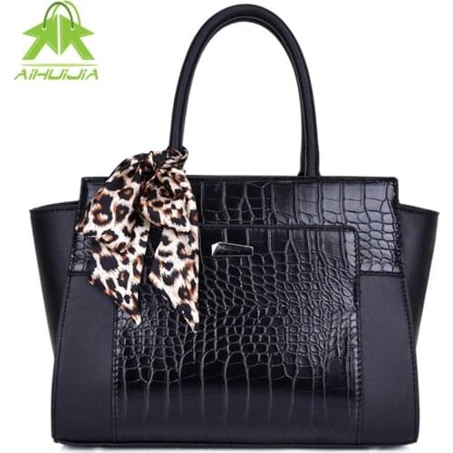Luxury High Quality Crocodile Pattern Handbags Ribbon Womens Shoulder Bags 2021 Fashion New Pu Leather for Women Messenger Bag