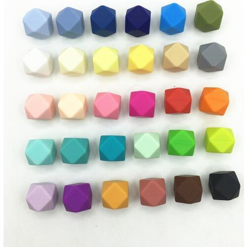Mix colors 50pcs/lot Silicon chew necklaces Geometry beads-100% Non Toxic BPA Free Silicone teething necklace pandent bead