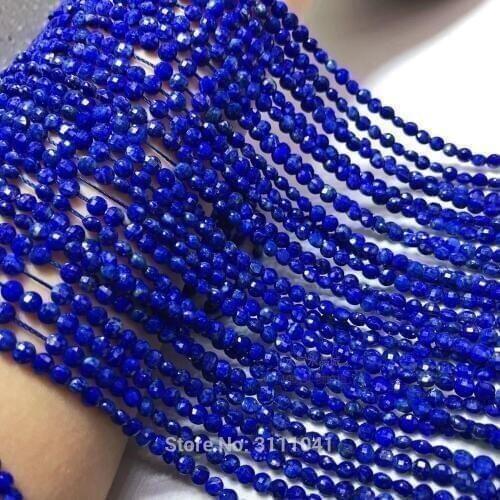 Lapis blue loose beads faceted coin 3*4mm 14" for DIY jewelry making FPPJ wholesale beads nature gem stone
