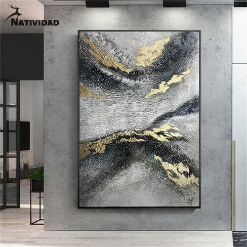 Modern Abstract Gilt Texture Canvas Painting Nordic Art Print Poster Living Room Hotel Home Large Area Room Aesthetic Decoration