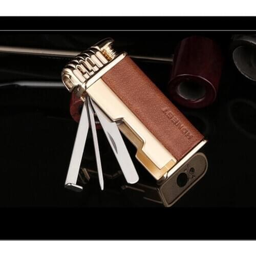 Dedicated Cigar Pipe Jet Gas Lighter WIth Pipe Tool Rod Lighter Compact Oblique Fire Lighter Cigarette Accessories Men Gadgets