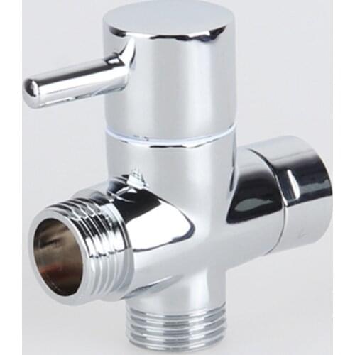 Bathroom Chromed Brass 3 Ways T Adapter Toilet Tee Valve Diverter Sanitary Hardware Water Separator With Handle 1/2"+1/2"+1/2"