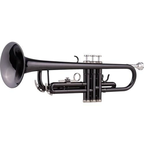 Muslady Brass Plated Black Bb Trumpet Set for Beginner Student with Hard Case Straps Mouthpiece Gloves Cloth Musical Instruments