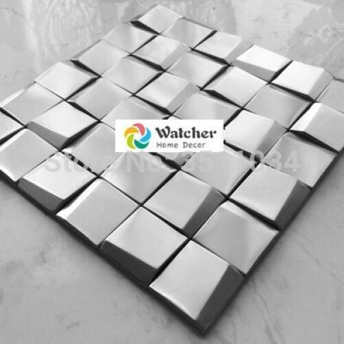High quality Stainless Steel Metal Mosaic Tile Silver White Color Metal Mosaic For Kitchen Backsplash Wall Tiles