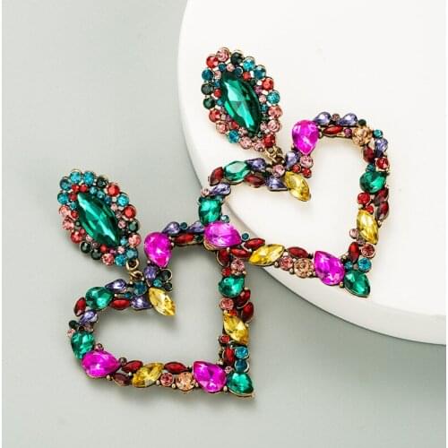 Women Colorful Heat Crystal Drop Earrings Big Luxury Blingbling Pendant Fashion Gem Statement Earrings Jewelry Gifts