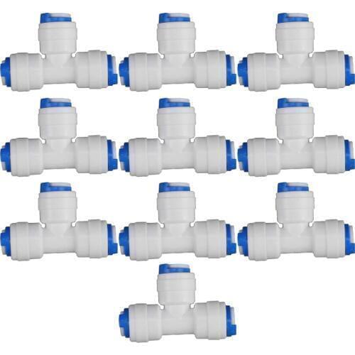 10pcs 1/4" 3 way Union Tee Quick Connect Push Fit for RO system Water Filter Connector Fittings T tipy fast joint
