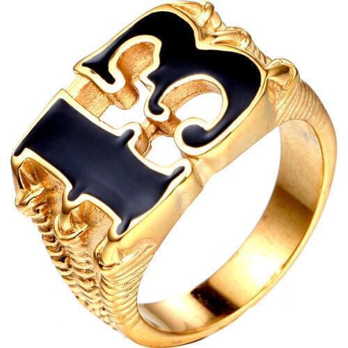 2018 Creative Number Finger Rings For Women Men Gold Color Titanium Steel Enamel Letter 13 Finger Knuckle Rings Accessory HFJ156