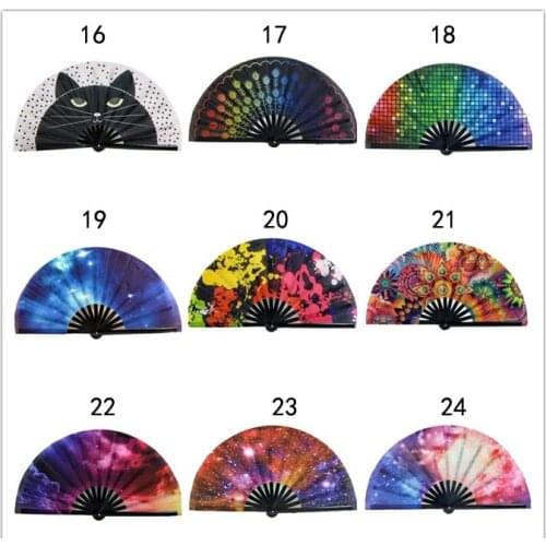 33CM cloth fan dance fan camouflage starry sky style summer cool handheld fan household items bamboo gifts can be customized