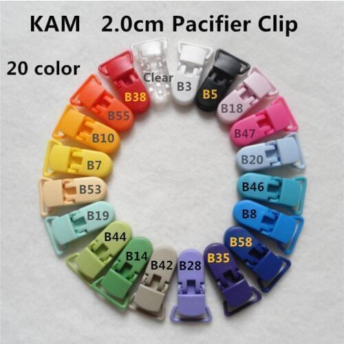 4 color option) 100pcs/lot Hot D shape 20mm Kam Plastic Baby Dummy Pacifier clips Suspender Soother Holder Chain Clips