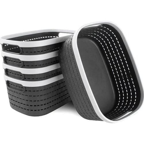 5Pcs Plastic Storage Basket with Handles,Storage Bins and Organization Containers for Bathroom,Dorm Room