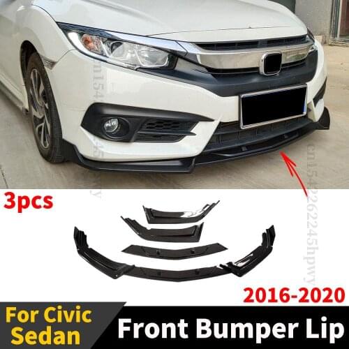 Front Bumper Lip Chin Tuning Accessories Guard Diffuser Spoiler Body Kit Facelift For Honda Civic Sedan 2016 2017 2018 2019 2020