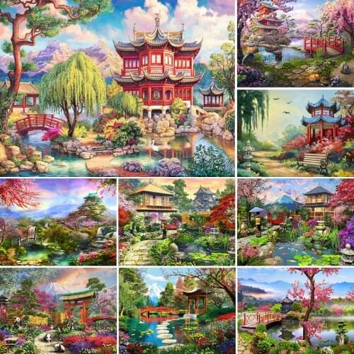 5D DIY Diamond Painting Landscape House Cross Stitch Kit Diamond Embroidery Scenery Mosaic Art Picture Gift Home Decoration