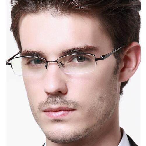 Brand Designer Pure Titanium Semi Rim Business Mens Optical Glasses