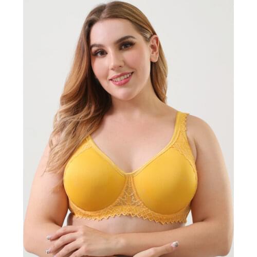 Plus Size Seamless Bra Women Lace Wire Ring Push Up Thin Breathable Underwear Everyday Bras Large Cup UA Size Brassiere Pink