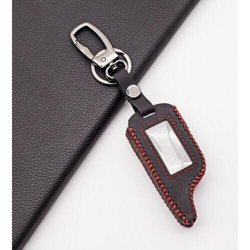 M4 Super Quality 100% Leather Key Case Cover Perfect fit For Russian Scher Khan M4 M3 lcd Two Senses Remote Car Alarm System