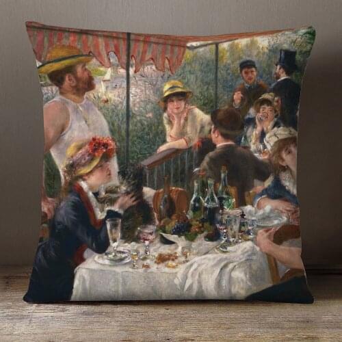 The Luncheon Of The Boating Party Cushion Cover Art Painting Throw Pillow Case 45X45cm 30X50cm Sofa Decoration