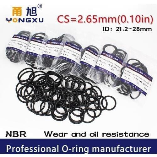 20PCS/lot Black NBR Sealing O-Ring CS2.65mm ID21.2/22.4/23.6/25/25.8/26.5/28*2.65mm O Ring Seal Rubber Gasket Rings Washer