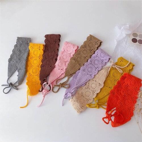 Baby Hollow Out Knitted Headband Turban Girls Princess Candy Color Wide Hair Band Kids Clothes Sweet Hair Accessories Headwear