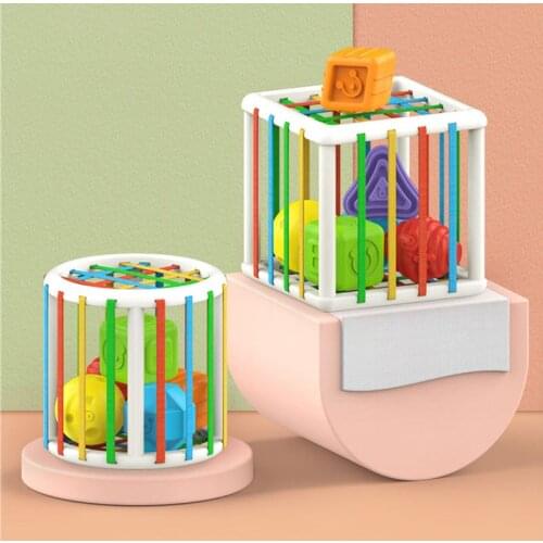 Montessori Baby Toys Shape Sorting Color Recognition Sensory Exploration Rattle Ball Toy Plastic Cube Training Desktop Toy Gifts