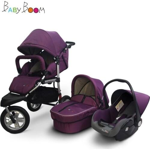 Baby Stroller Newborn Pram 3 in 1 Strollers Anti-shock Pushchair Reversible Bassinet Car Seat
