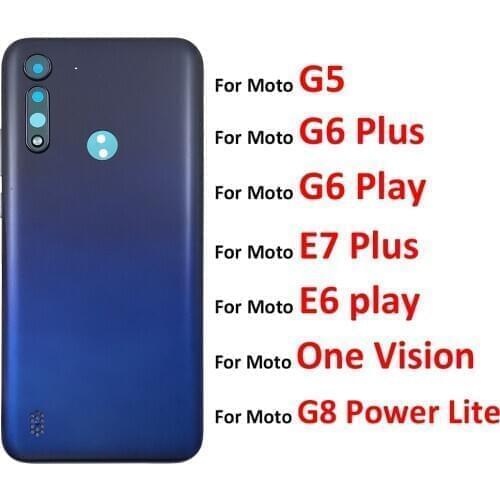 For Motorola Moto G5 G6 E6 Play E7 Plus G8 Power Lite One Vision Back Battery Cover Housing With Adhesive Sticker