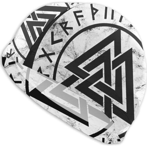 Mens Ragnar Swimming Cap Vintage Valknut Odin Symbol Vikings Runes Zipper Bath Hats Swimwear For Swim Pool