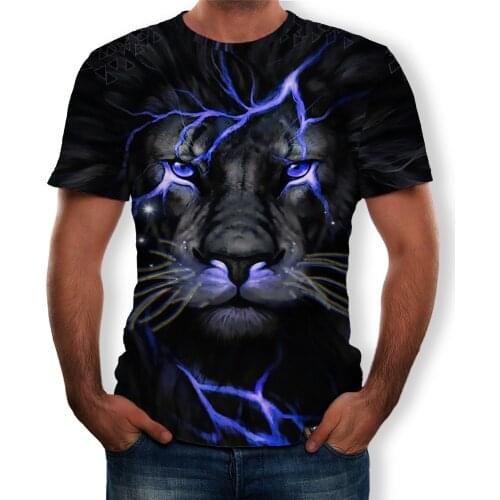 Summer fashion hot style mens T-shirt 3D printing forest king of the beast tiger print casual cool new short-sleeved shirt