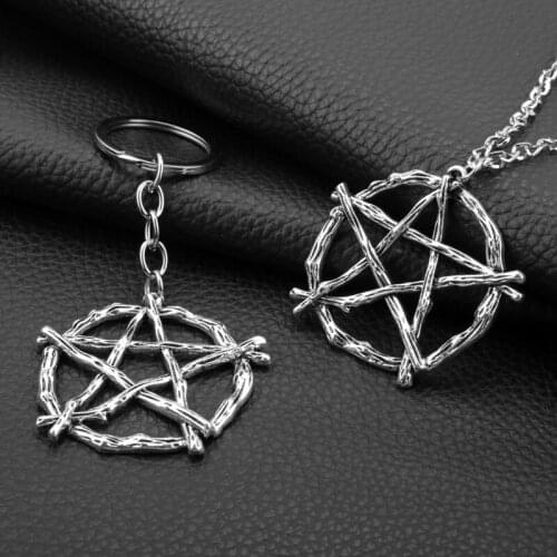 Metal Geometric Pentagram Sun Evil-Power Demon Lucifer-Satan Wicca Theme Symbol Jewelry Necklaces