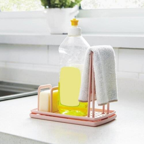 Kitchen Multifunction Plastic Shelf Cloth Sponge Soap Dish Drain Storage Rack Durable Practical Kitchen Supply Tools