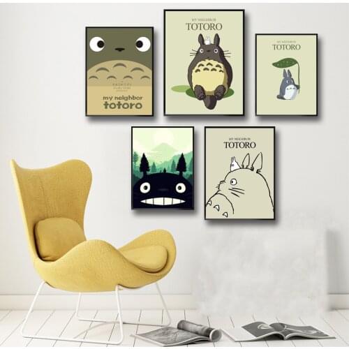 My Neighbor Totoro Miyazaki Hayao Cartoon Anime Poster Movie Canvas Painting Modern Kids Room Nursery Wall Decor Picture