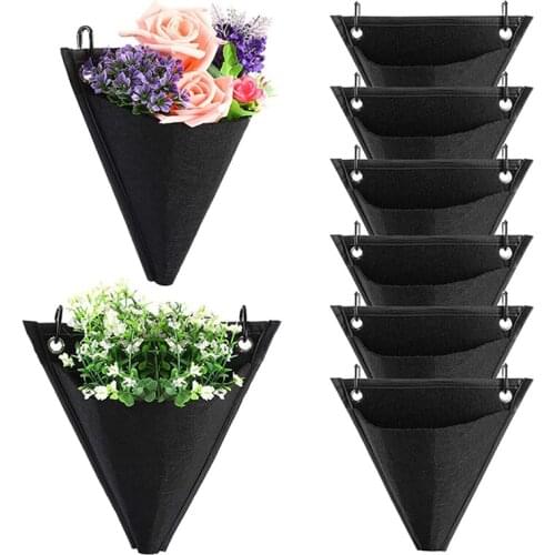 Wall Hanging Succulents Potted Triangle Hanging Bag Indoor and Outdoor Home Decoration Gardening Flower Container Planting Bag