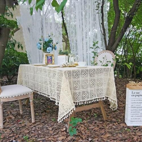 Скатерть на стол Vintage French Lace Tablecloth Handmade Crochet Weaving American Pastoral Dining Table Desk Nordic Tafelkleed