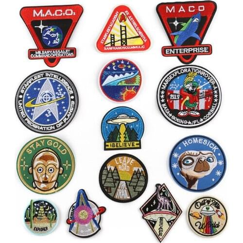 New Arrival Space Flight Alien UFO Patches Embroidered Iron on Tactical Badge for Clothes