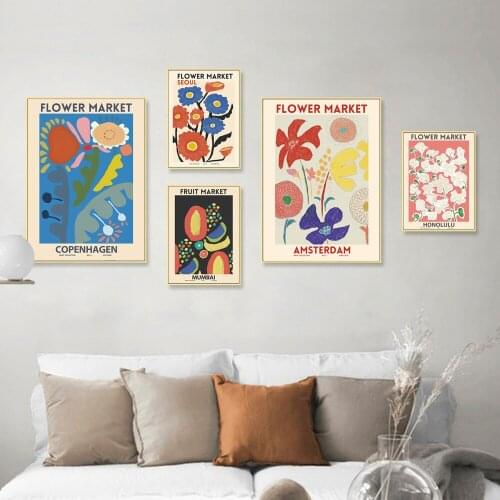 New Nordic Abstract Modern Living Room Art Retro Plant Romantic Flower Poster Canvas Painting Wall Art Picture Home Decoration