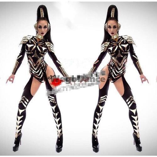 New Women Mirror Nightclub Bar New Futuristic Black Technology Warrior Costume Singer Gogo DS Dance Clothes Show Performance Set