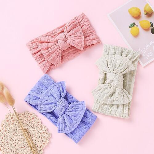 Bulk 120PC/lot New Nylon Bow Headbands,Solid Hair Bows Elastic Head Wraps Ribbed Nylon Headband For Kids Girls Hair Accessories