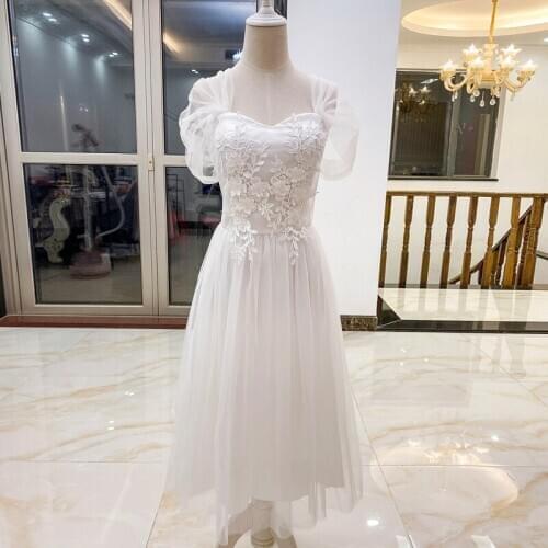 Mid-Length Lace Net Yarn Embroidery Flowers One Shoulder Sleeveless A-Line Solid Color Pink White Elegant Cocktail Dresses 9548