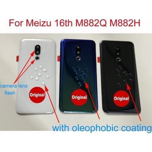 Original 3D Glass Back Battery Cover For Meizu 16th M882Q M882H Case Back Glass Rear Door Housing + Camera Lens STICKER Adhesive
