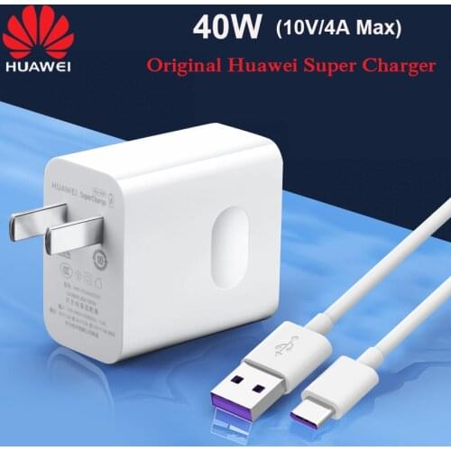 40W Orignal Huawei Supercharge Charger US Plug Cell Phone Power Adapter Type C Cable 5A For P40 Pro+ P30 Mate 30E 20 Nova 8 7 SE