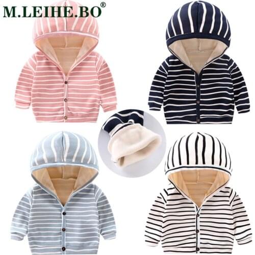 New Baby Toddler Infant Boys Girls Clothes Cute Hooded Striped Coat Winter Warm Unisex Coat Outerwear Jacket Kids Cute Coats