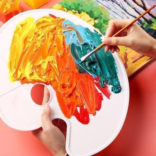 Plastic White Pallet Oval Three-line Palette/Tray Plum Color Palette Small/Medium/Large Oil/Watercolor/Gouache/Acrylic Drawing