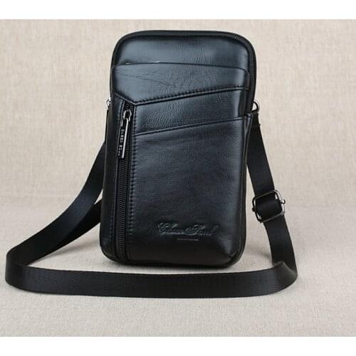 Genuine Leather Belt Waist Bags Small Fanny Pack Men Travel Phone Pouch Shoulder Crossbody Bags For Male Coin Purse Wallet Bag