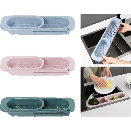 Adjustable Telescopic Sink Shelf Kitchen Soap Sponge Drain Rack Holder Tray Triangle Drain Rack Kitchen Sink Shelf Basket