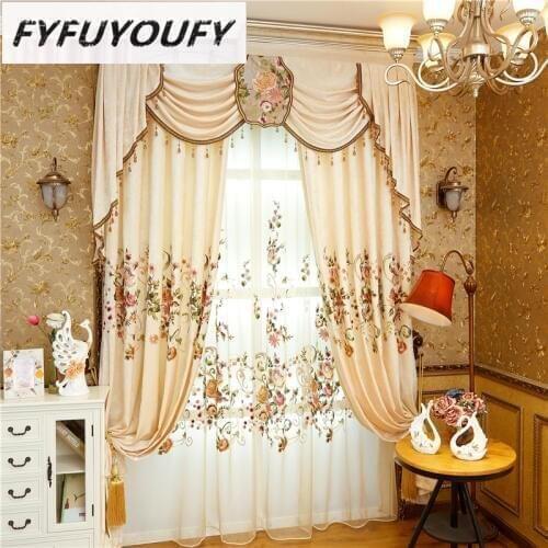 Luxurious Europe jacquard Blackout curtains for Living Room with high-grade embroidery curtain for Bedroom Voile Curtain